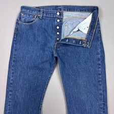 Levis 501 Jeans Mens 36x32 Blue Button Fly Denim Pant Original Classic Dark Fade