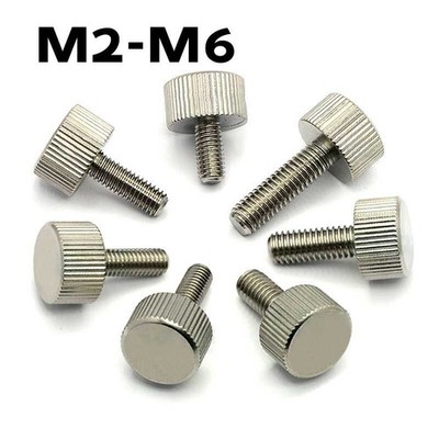 M2-M6 Cylinder Head Knurled Thumb Screws Hand Grip Knob Bolts Stainless Steel