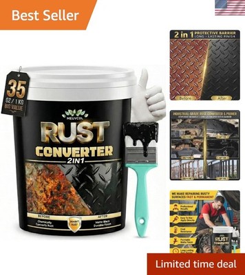 2 in 1 Rust Converter & Metal Primer, 35 oz Black for Metal, Trailer, Truck F...