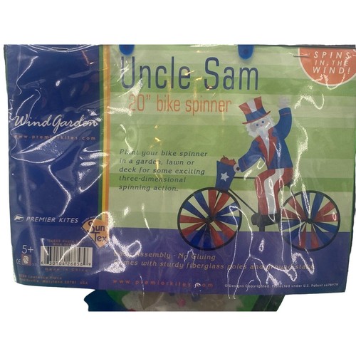Patriotic Flag Uncle Sam on a Bike 20" Garden Spinner by Premier Kites Sun Tex - Picture 2 of 4
