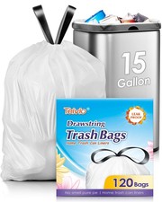 15 Gallon 120 Counts Strong Tall Kitchen Drawstring Trash Bags by , Medium Pl...