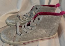 Carter s Girls Size 12 Silver Glitter High Top Sneakers Pink Trim Angie.SC