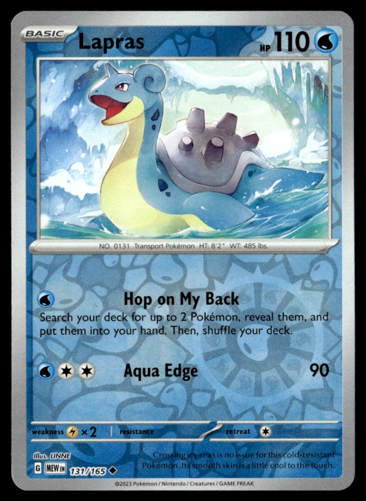 Lapras Uncommon Reverse Holo SV: Scarlet & Violet 151 131/165 NM Pokémon TCG