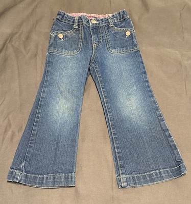 Genuine Kids Girls 3T Blue Bootcut Denim Jeans Adjustable Waist Band