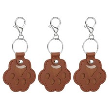 Pet Fur Storage Keychain, Leather Dog Fur Keepsake, Reddish Brown, 3 Pcs 