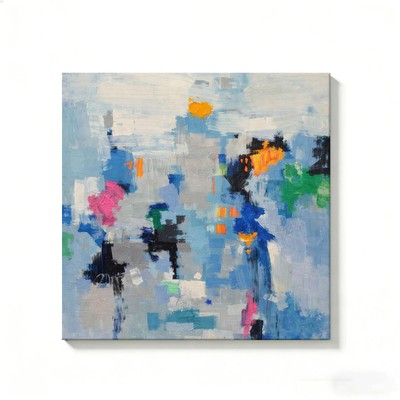 Color Blocks Canvas Painting 2D Flat Frameless Wall Art for Home Office Decor