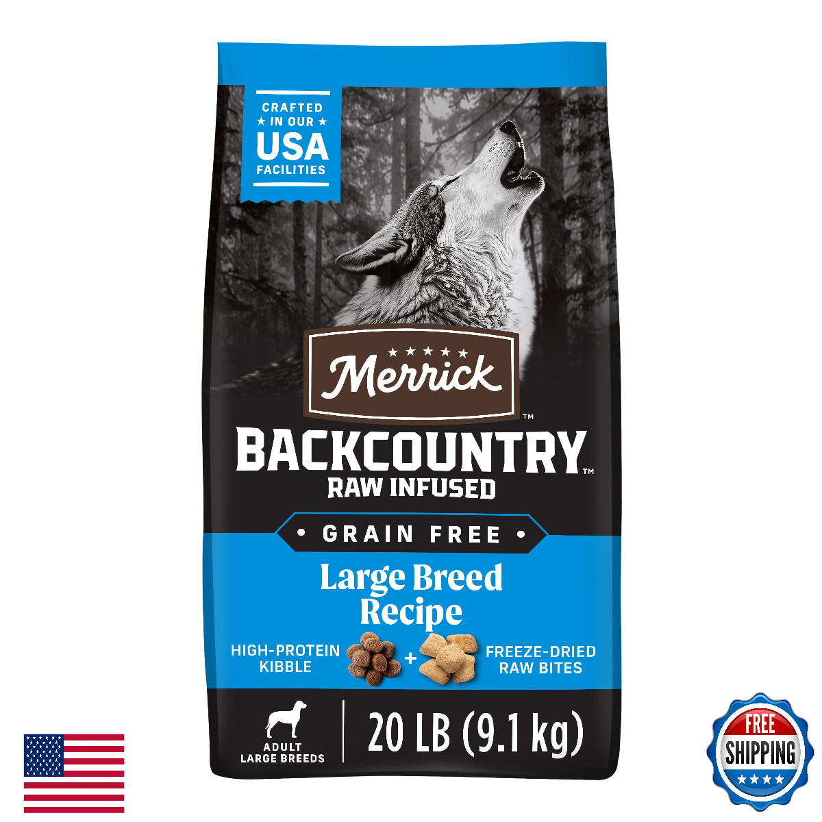 Merrick Backcountry Grain Free Dry Adult Dog Food, Kibble With Freeze Dried Raw 