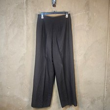 Talbots Black 100 Wool Wide Leg Pants 8 Pleated Lined Preppy Quiet Luxury