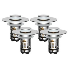 4 Pack Upgraded 3 in 1 Bathroom Sink Drain Strainer, Universal Pop Up Stopper...
