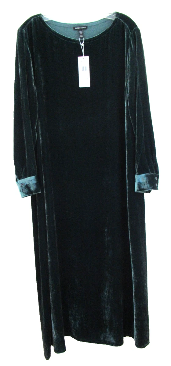 eileen fisher green velvet dress Eileen Fisher Emerald Green Velvet Two Piece Set Community Thrift and Vintage
