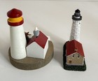 Pair of 2 Vtg Lighthouse Hanging Christmas Tree Ornaments Nautical Light Houses — photo 3