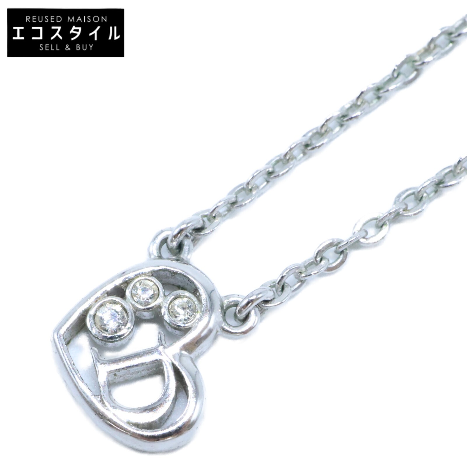 Dior D Logo Heart Necklace in Silver for Women Pre-Owned