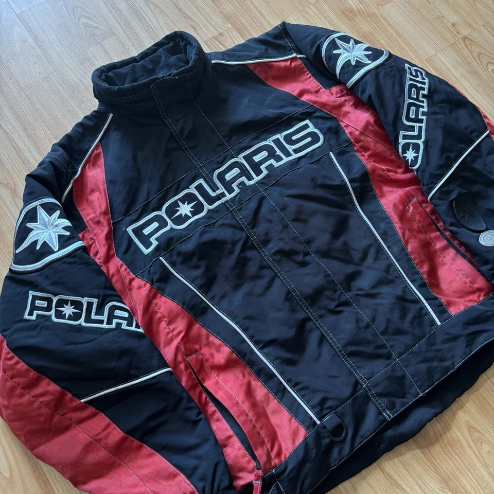 Vintage Pure Polaris Snowmobile Jacket Mens Size M Racing Puffer Bomber READ - Image 2 of 4
