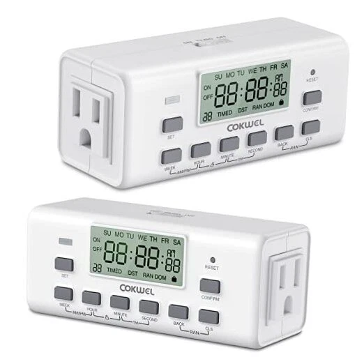 Digital Timer Switch - 2 Pack, 7 Day Programmable, 10 On/Off Settings, 24-Hour