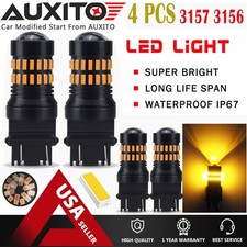 4 PCS AUXITO 3157 3057 4057 LED Amber Yellow Turn Signal Light bulb 48-SMD EOA