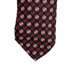 Brooks Brothers Makers Mens Wool Tie Black Red Geometric Medallion Made in USA