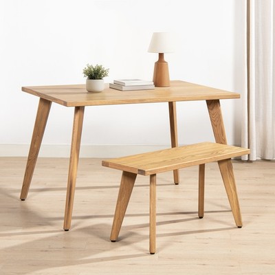 Capri 47-78.5'' Solid Oak Wood 4-6 Seat Extendable Leaf Dining Table, Natural B