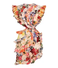 Zimmermann Wonderland Frill Mini Dress | Floral, Cut Outs, Backless, Silk/Linen