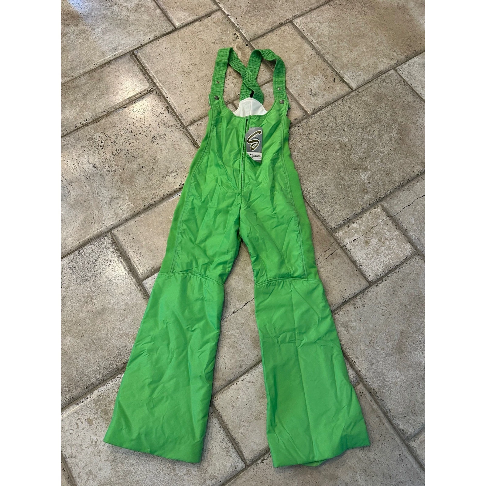 Vintage Sportcaster Seattle Neon Green Insulated Bib Snow Pants Women's Small