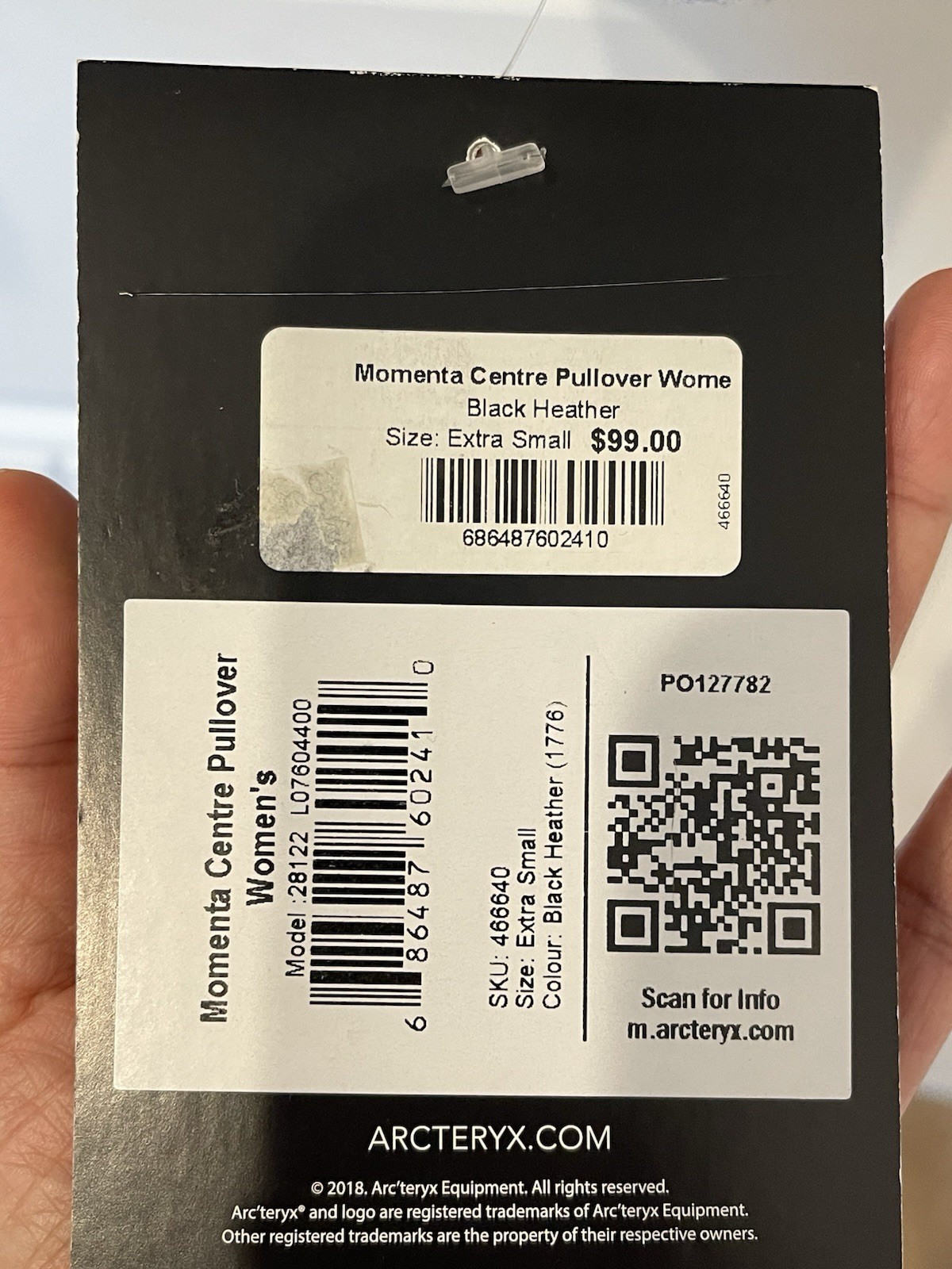 Felpa girocollo pullover centrale donna Arc'teryx Momenta nuova con etichette taglia XS PREZZO AL PUBBLICO $98