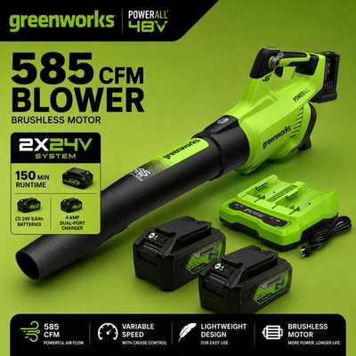 #ad #ad Greenworks 2x24V Blower W 2 5Ah Batteries and Dual Port Charger $189.99