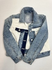 Girls Denim Jacket 3 Shades of Blue Stretch Size XS 4-5