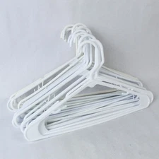 Lot of 17 Plastic Clothes Hangers Closet Home Organization Tubular White Beige