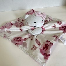 Modern Moments Bear Lovey Pink Roses Security Blanket Stuffed Animal Toy