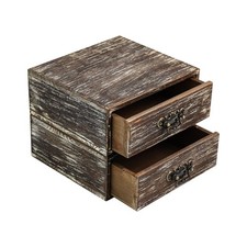 OKSQW Office Desk Organizer Drawers Dark Brown Vintage 2pcs/set Small Wood De...