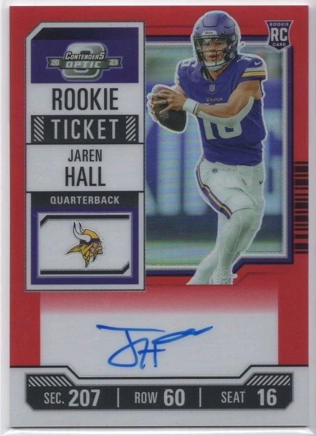 2023 Panini Contenders Optic Ticket RPS Red Prizm /175 Jaren Hall Rookie Auto RC