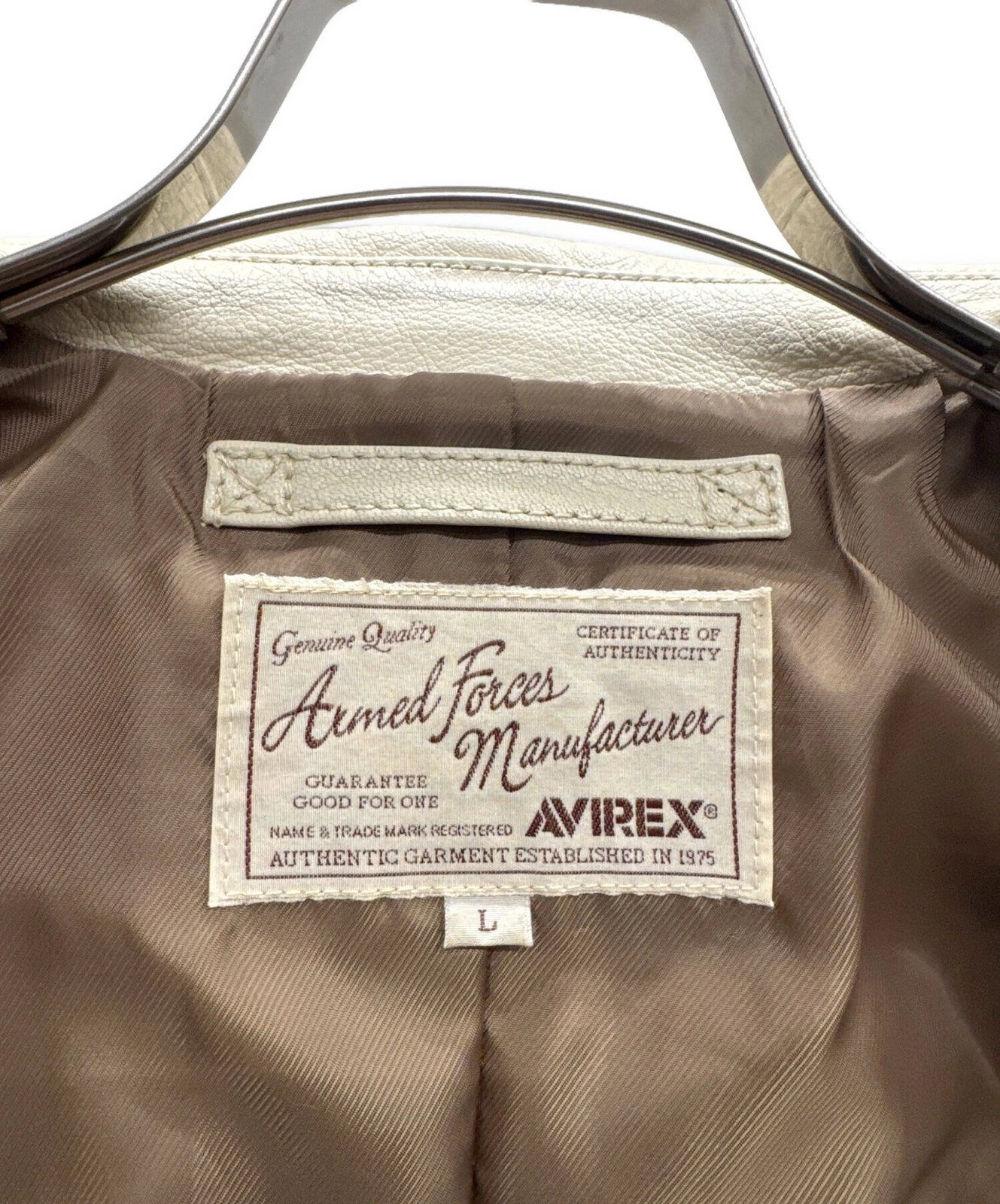 AVIREX 40th Anniversary Model Leather Riders Jacket Men's Size L Beige - product detail image 4