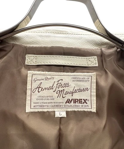 AVIREX 40th Anniversary Model Leather Riders Jacket Men's Size L Beige image 4