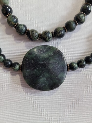 Jasper and Sterling Double Strand Stone necklace
