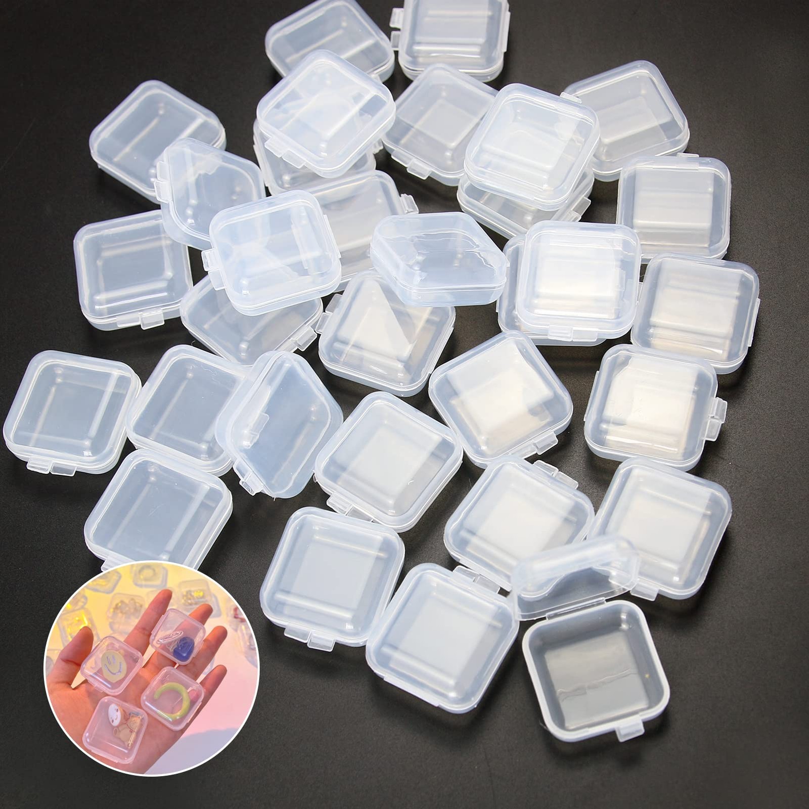 Cenbee 48-Piece Clear Small Plastic Storage Containers with Anti-Oxidation Lids