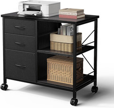 3-Tier Mobile File Cabinet, Printer Stand with Storage, Office Table with Drawer