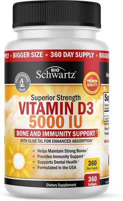 Vitamin D3 5000 IU (125 Mcg) Natural Immune Support Supplement, Bone Strength, H