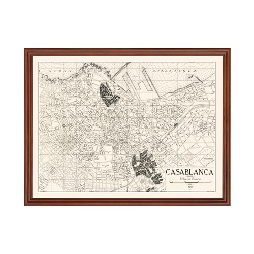 Old Map of Casablanca 1941 - Vintage Morocco Art Wall Decor - Picture 1 of 29