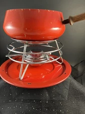 Vintage Retro Fondue Set - Pot - Lid - Stand - Underplate - Six Fondue Forks