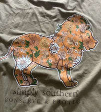 Womens Large, Simply Southern, Conserve & Protect "Lion" Long Sleeve