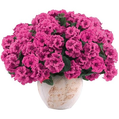 12-Pack UV Resistant Silk Geranium Flowers, Rose Red