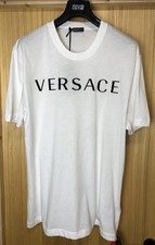 Versace Unisex Cotton Logo Embroidered T-shirt White 2XL Slim RRP �359