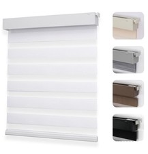 Joydeco Zebra Roller Shade No-Drill Cordless Free-Stop White 33”Wx75”H