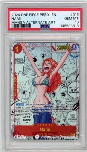 One Piece CCG Nami PRB01 Manga Alternate Art OP01-016 PSA 10 Gem Mint