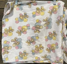 (2) Vintage 80's Teddy Bear Balloons Receiving Blankets Standard Textile Flannel