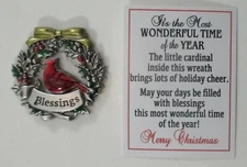HH2 Blessings cardinal IT'S THE MOST WONDERFUL TIME OF YEAR Pocket token charm