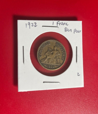 1922 Bon Pour 1 Franc Chambres Commerce Industrie France Coin - Nice World Coin