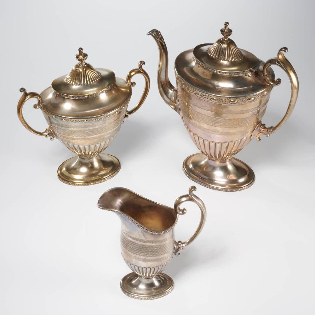 Reed & Barton 1799 Engine Turned Silverplate Coffee/Tea Pot Sugar