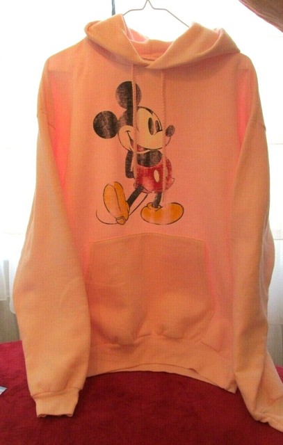 Pink Disney Mickey Mouse hooded womans sweatshirt size L | eBay