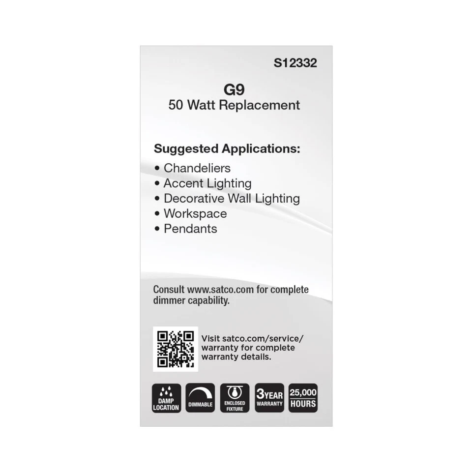 Satco S12332 - 6.5 Watt T6 LED Bulbs - G9 Base - 5000K ( 2, 5, 10 or 20 Pack) - Image 4 of 4