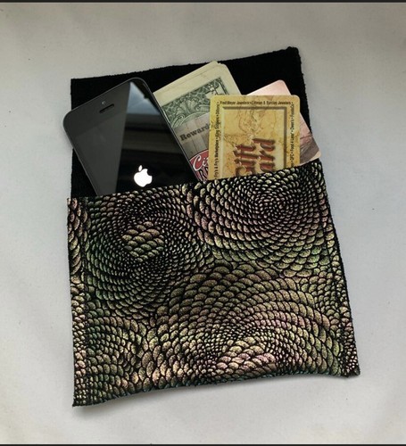 Chameleon Metallic Chinese Dragon Leather Agate Coin Purse Credit Card Wallet - Picture 2 of 6